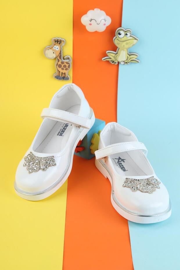 Girl's Orthopedic Stone Detailed Ballet Flats Colorful Ballet Flats Girls' Wedding Ballet Flats Daily Ballet Flats Modern Ballet Flats