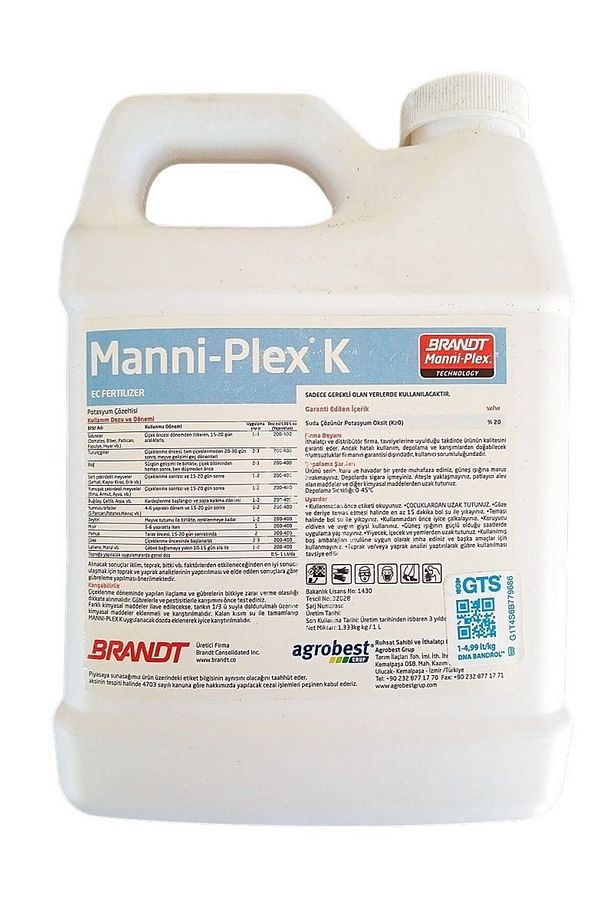 Manni-Plex K (1 lt)-Potasyum İçerikli Sıvı Gübre-İthal - 1