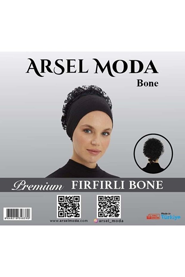 غطاء رأس مكشكش فاخر من ArSel Moda باللون الأسود