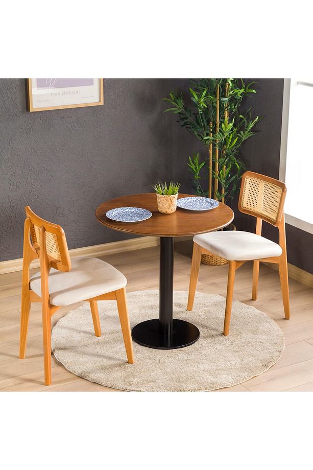 Dar Bistro Masası Metal Lale Bacak,Yuvarlak Masa İç Mekan,2 Kişilik  Bistro Masa Mobilyası - 6