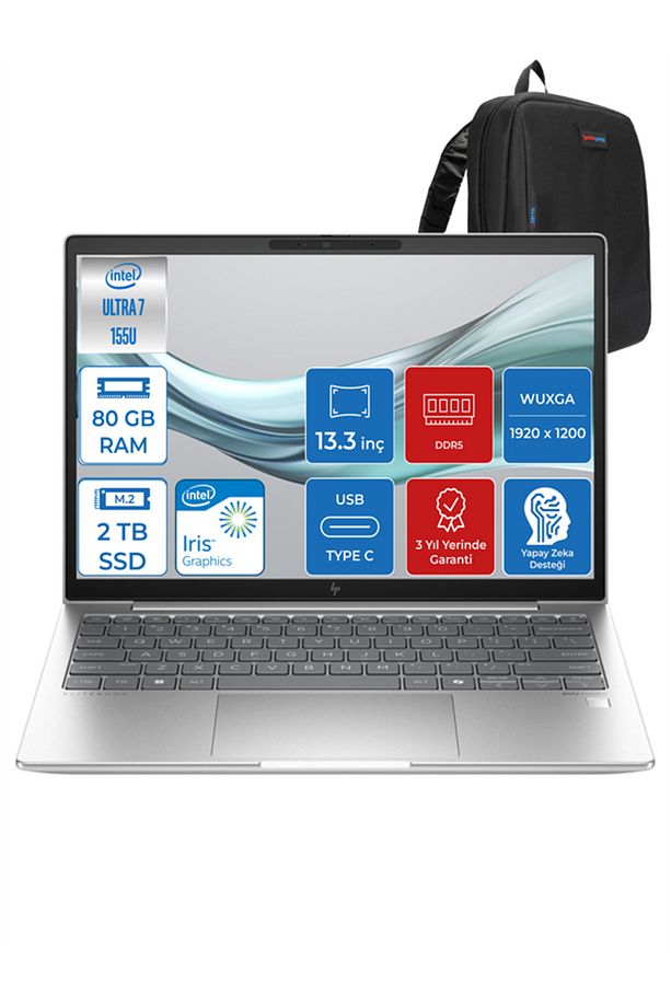 Elitebook 630 G11 Ultra7 155U 80GB Ddr5 2tb SSD 13.3'' Fhd Wuxga Freedos H9Y7R8ET22 + Zettaçanta - 1