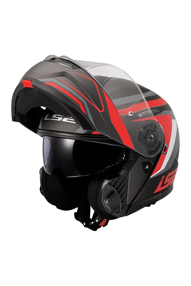 STROBE 2 ÇENE AÇILIR KASK PHANTOM MAT TITANIUM GRİ KIRMIZI - 4