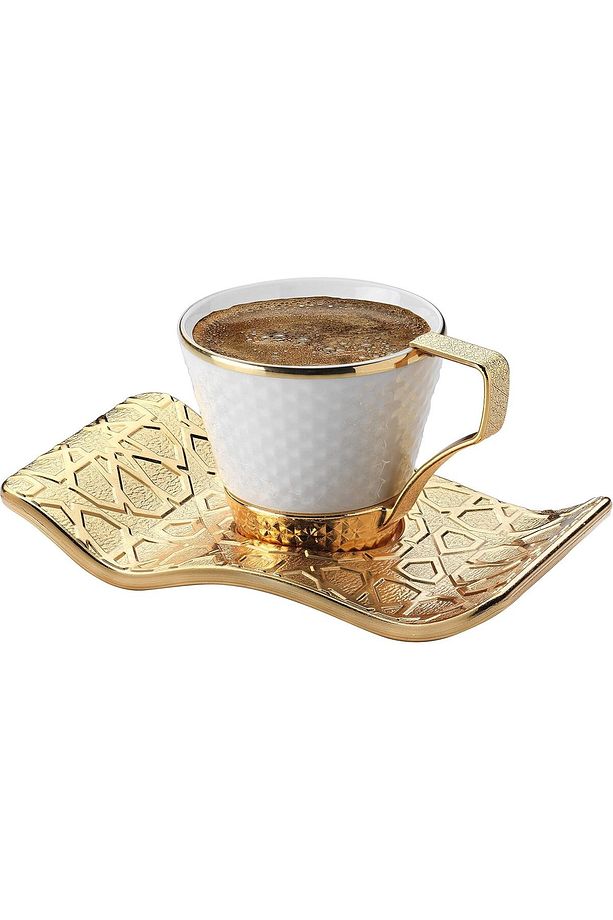 Kahve Fincanı Lokumluk Seti Türk Arap Kahvesi Espresso Fincan Kare Tabak Selçuklu Set 6 Lı Set - 4