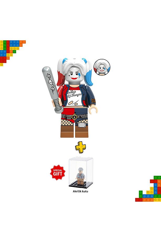 Harley Quinn Minifigure – DC Universe Koleksiyon Figürü | ÜCRETSİZ Şeffaf Sergileme Kutusu! - 1