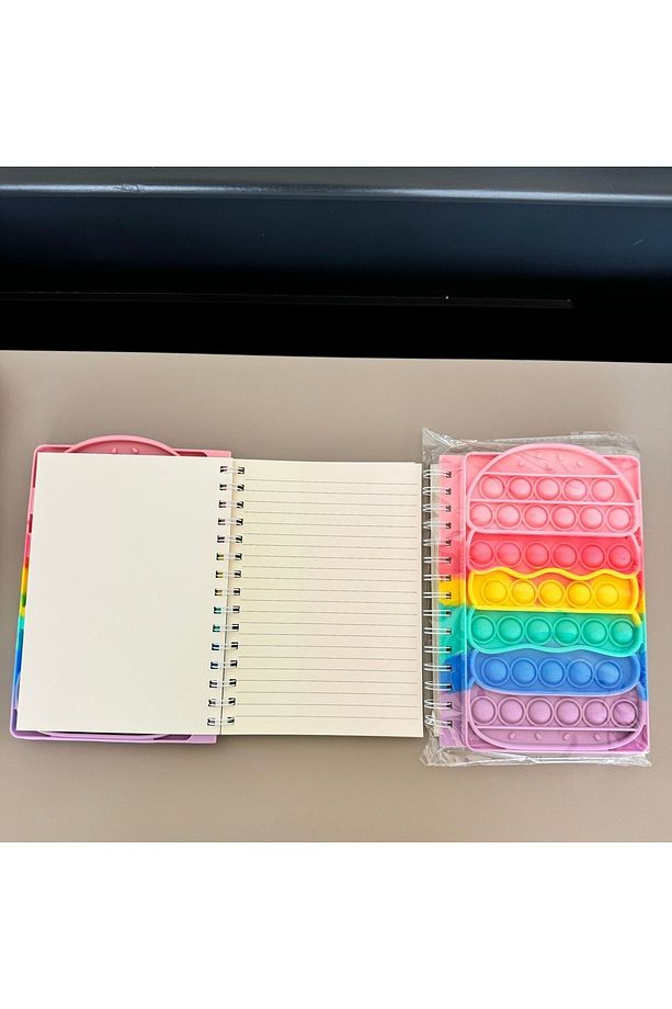 Pop-it Bubble Notebook 1adet -popit Defter Renkli,eğlenceli,spiralli Okul Defteri - 4