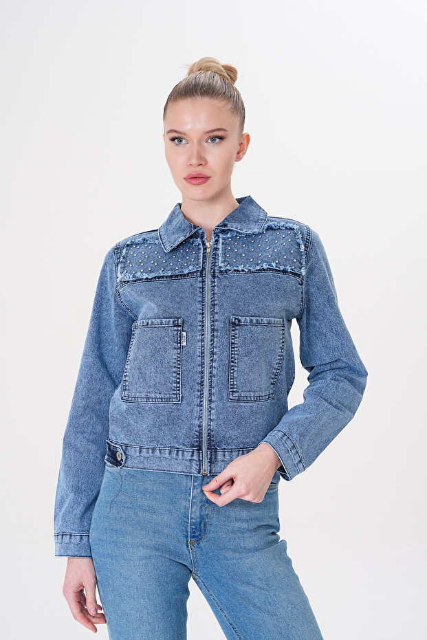 kot ceket inci detaylı - 2