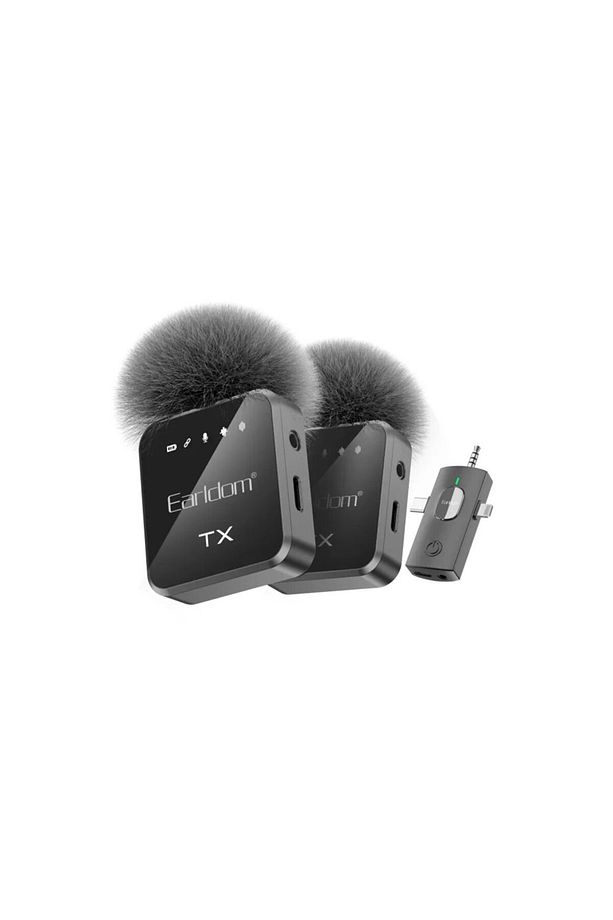 Bluetooth Kablosuz Mini 2 Adet Yaka Mikrofonu T-ypce ve Lightning Giriş Canlı Yayın Ses Video Kayıt - 1