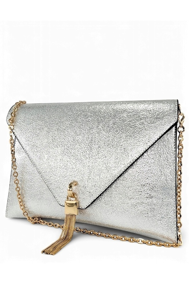 Silver Color Chain Strap Women's Portfolio & Clutch Bag (29 X 19 cm)