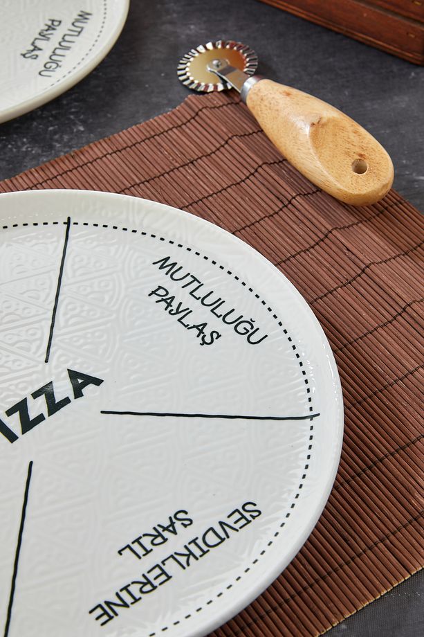 2'li Seramik Pizza Tabağı / servis tabağı / Tabak / Çok amaçlı pizza Tabağı / Kase - 2