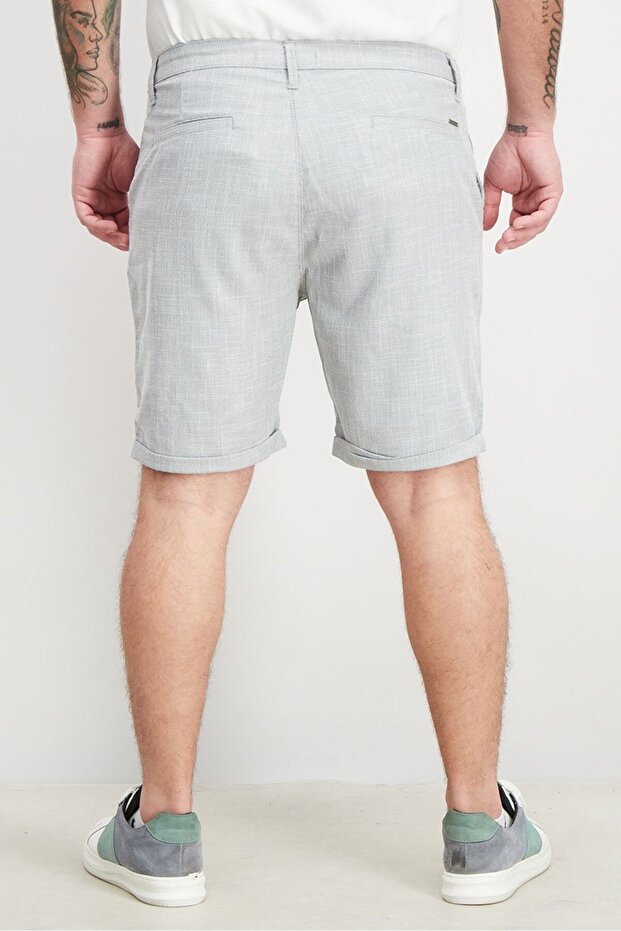 شورت رجالي سادة بقصّة عادية، رمادي - 2