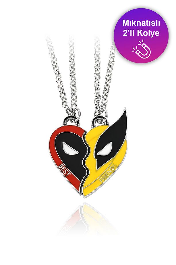 2 Adet Mıknatıslı Arkadaşlık Kolyesi Deadpool & Wolverine Best Friends Kolye - 1