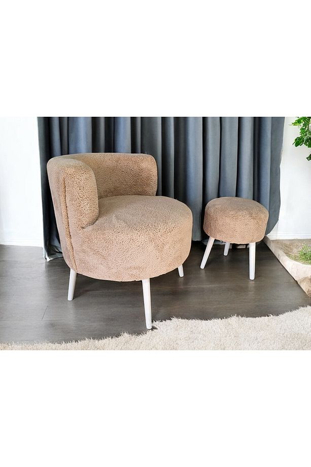 Nova İkili Teddy Berjer ve Puf, Çay Seti Berjer Takımı, Camel Berjer, Salon Balkon Ofis - 2