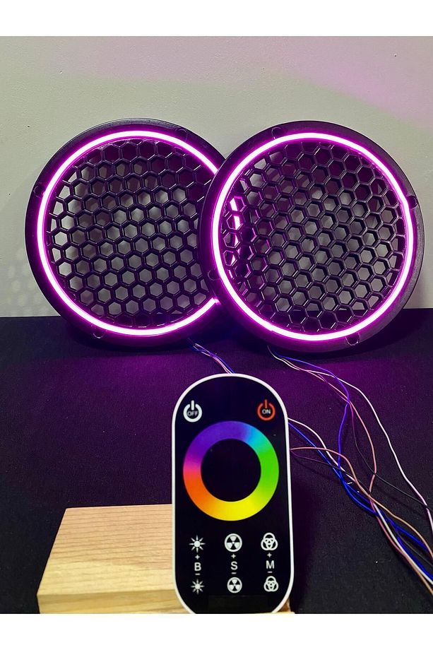 Dokunmatik Kumandalı 20 CM Neon Işıklı Midrange Hoparlör Kapağı 1 Takım (2 Adet) - 6