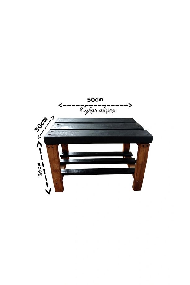 Ahşap Siyah Bench Bank , tabure , oturak , ayakkabılık - 6