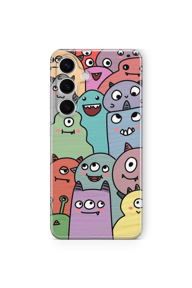 Samsung Galaxy S23 Compatible Cute Monsters Design Printed Transparent Case