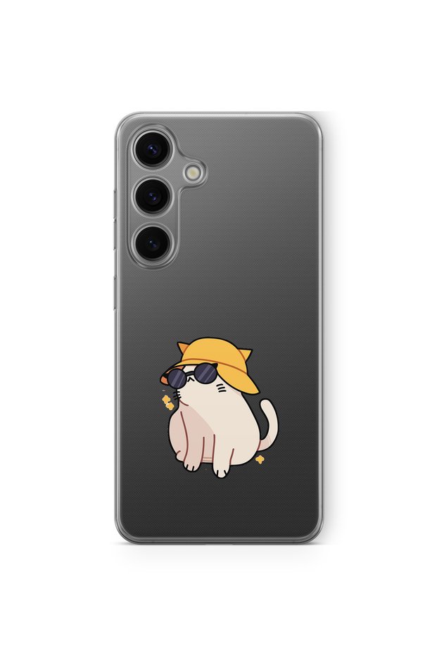 Samsung Galaxy A04S Compatible Glasses Cat Design Printed Transparent Case