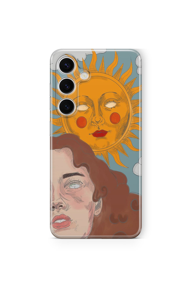 Samsung Galaxy A14 Compatible Sun and Girl Design Printed Transparent Case