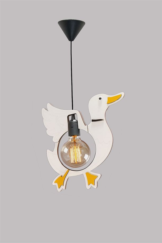 Sevimli Duck Ördek Sarkıt Avize Bebek Çocuk Odası Uçan Ördek Modern Dekoratif Rustik Tekli Avize - 4