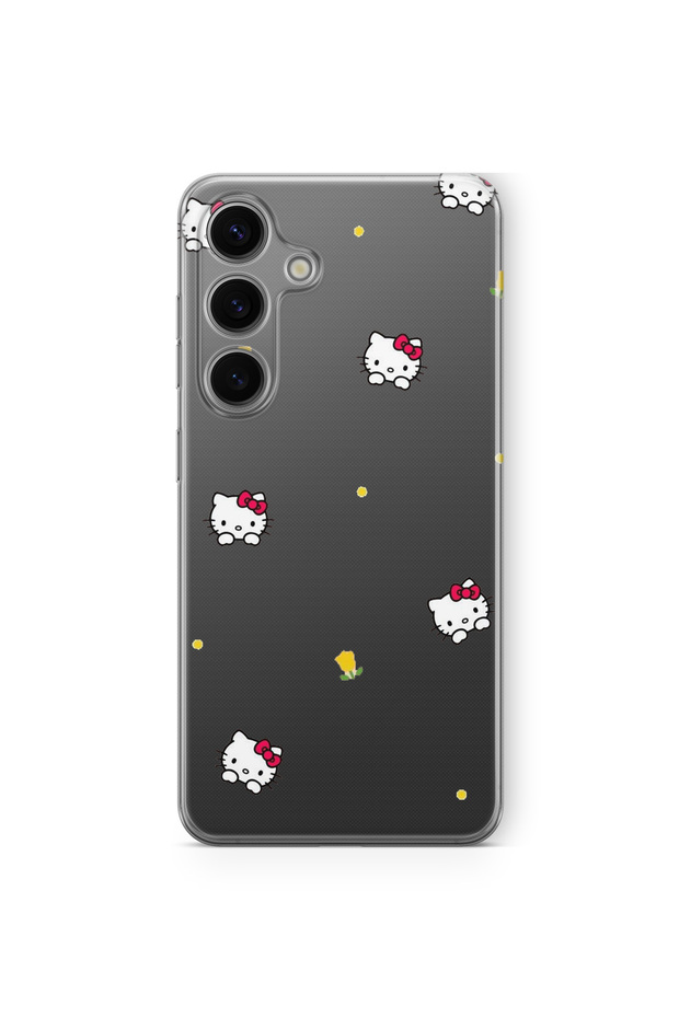 حافظة شفافة مطبوع عليها تصميم Hello Kitty متوافق مع هاتف Samsung Galaxy S23 متوافق مع تصميم Hello Kitty