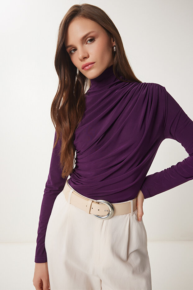 Ruched Detailed Sandy Blouse Mürdüm Lff0001