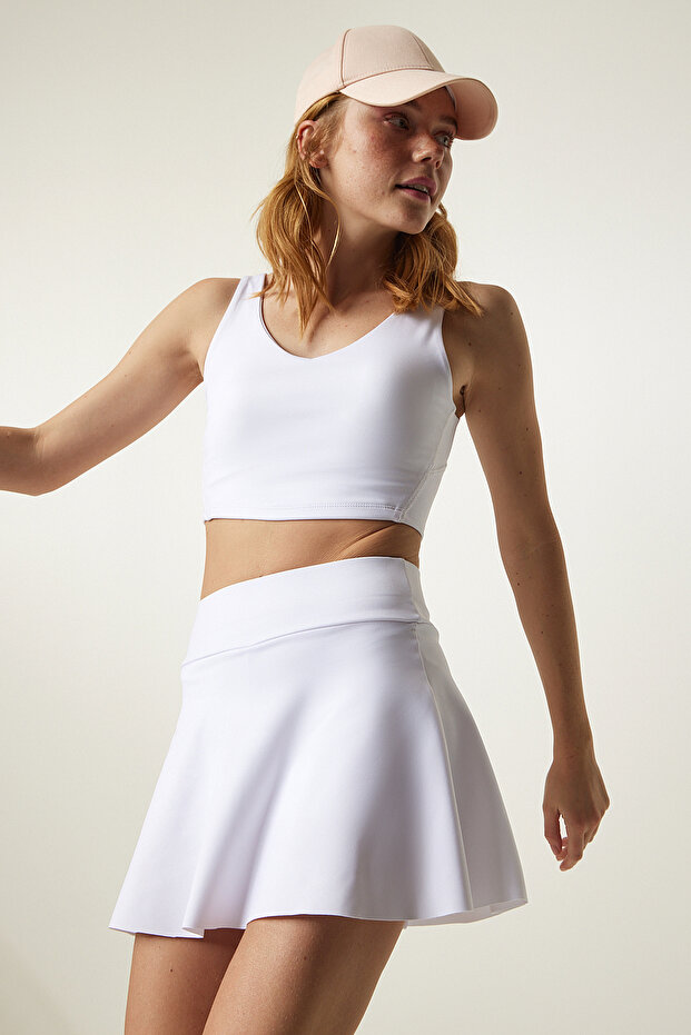 White Strappy Shaping Sports Bra - Low0005