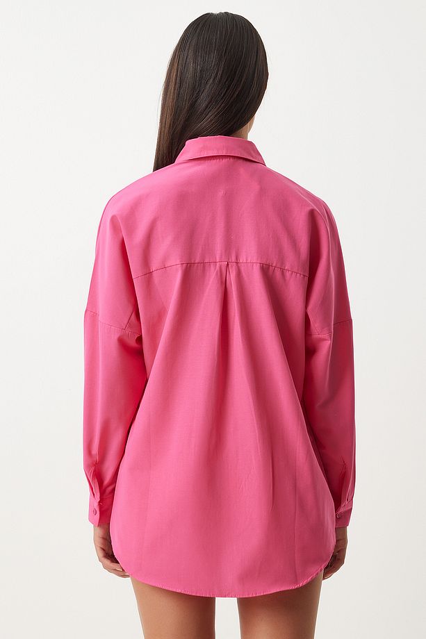 Oversize Basic Gömlek KOYU PEMBE LDD0003 - 5