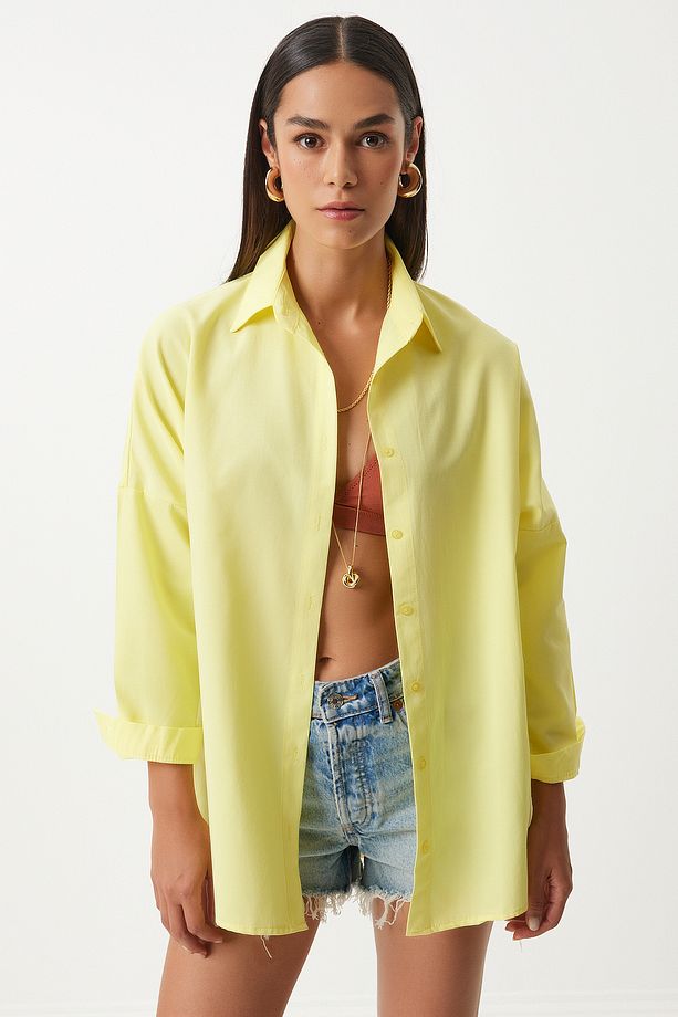 Oversize Basic Gömlek AÇIK SARI LDD0003 - 2