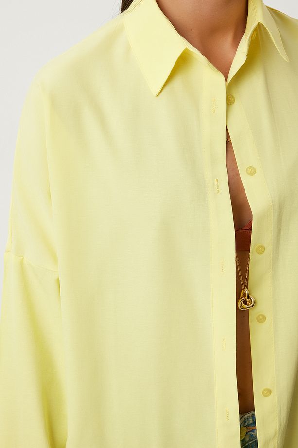 Oversize Basic Gömlek AÇIK SARI LDD0003 - 4