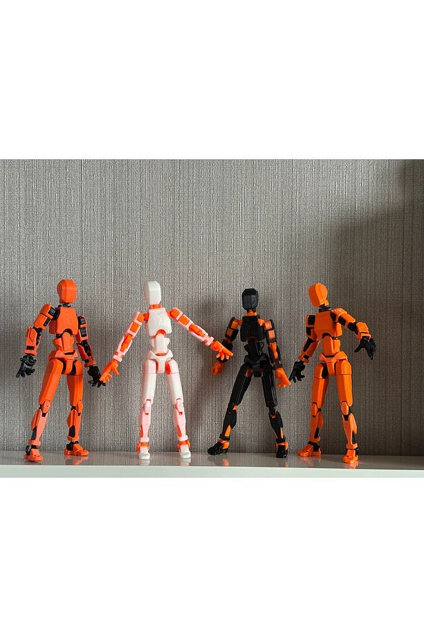 Turuncu 4'lü Oynar Eklemli Robot Figür Seti –  Dummy- lucky 13 titan 13 - 4