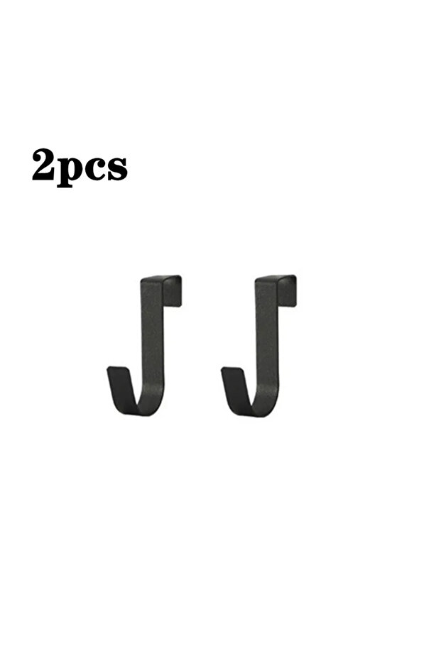 Black-2pcs Multi-Purpose Hooks Kitchen Cabinet Door Back Hook Hanging Rack Clothes Coat Hat Towel Ha