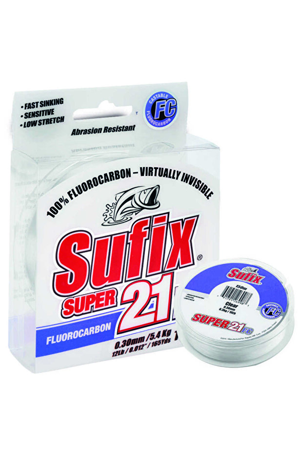 Super 21 Fluorocarbon Fishing Line Clear 0.30mm - 100Mt - 7.5kg
