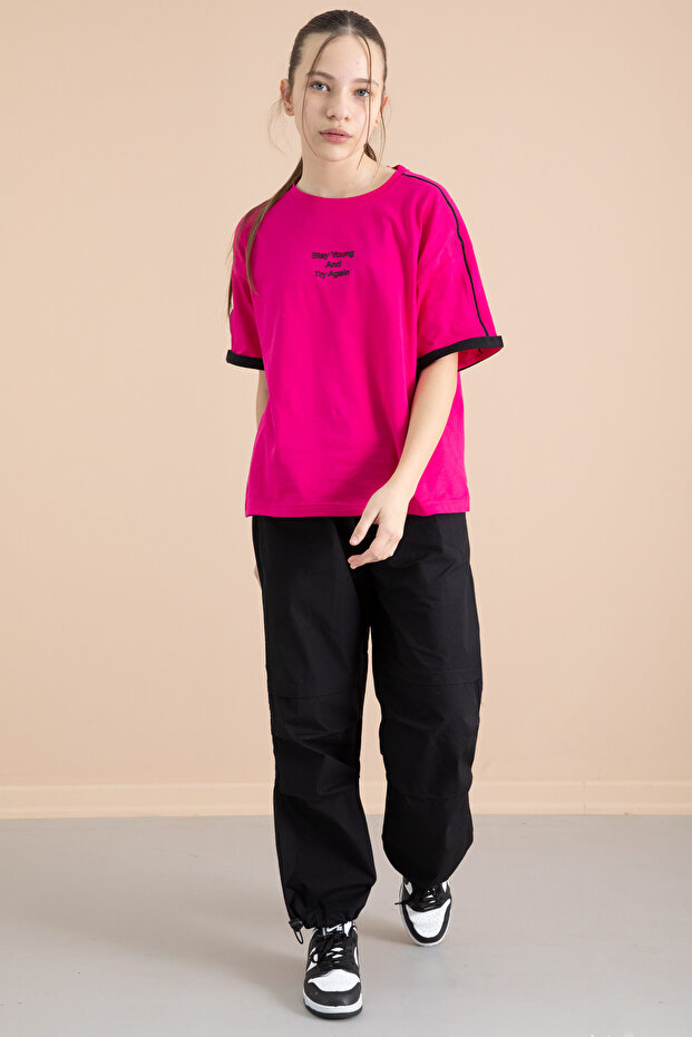 Black Girl's Parachute Pants 2 Piece Suit 20388