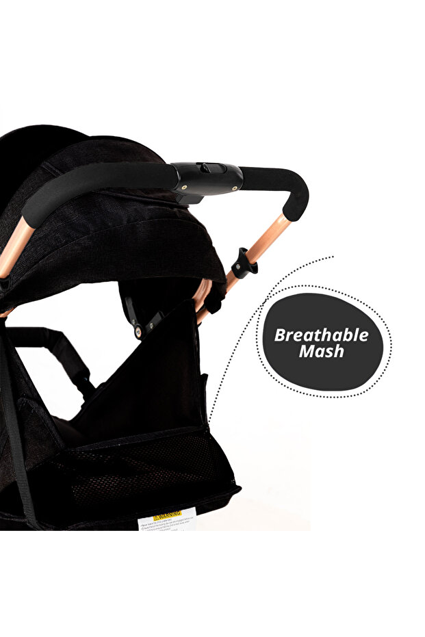 عربة أطفال قابلة للعكس باللون الأسود - 7