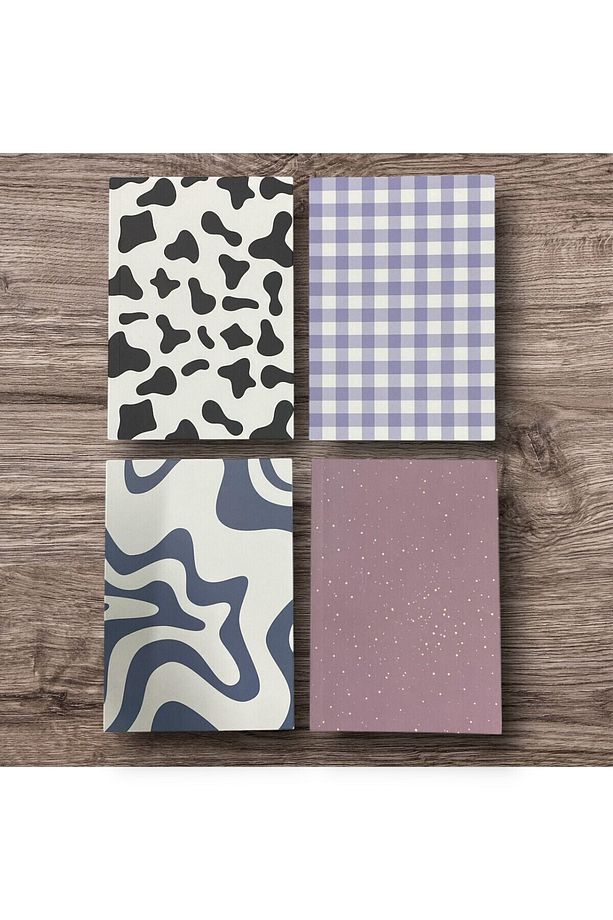A5 4'lü Çizgisiz Okul Defter Seti 13,5 X 20,5 Cm 56 Yaprak Karton Kapak Notebook New Moon - 2
