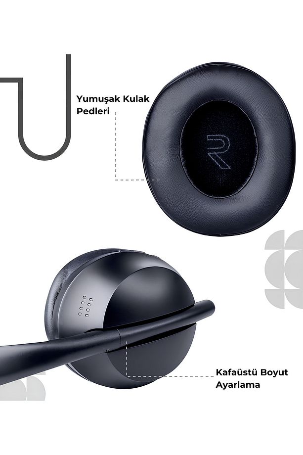Kulaküstü Bluetooth Kulaklık Mikrofonlu İos Android Uyumlu Kablolu Kablosuz Kulak Üstü Kulaklik - 3