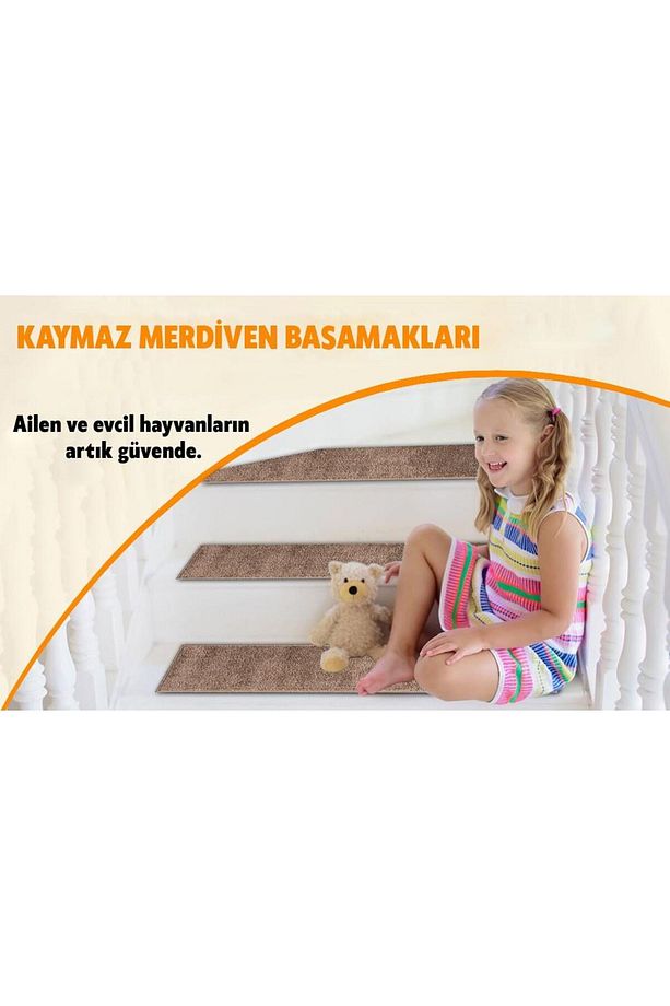 Home Gh40a-wr-gry3 Kare Desenli Kaydırmaz Tabanlı 3'lü Merdiven Halısı - Beyaz/kırmızı - 5