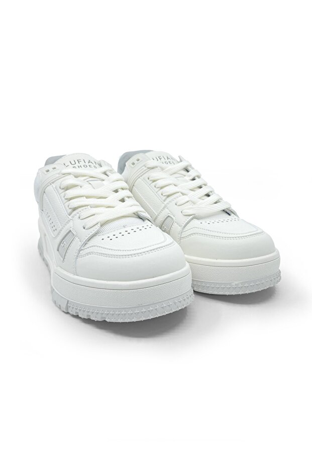 Genuine Leather Lace-Up Men's Sneaker Casual Shoes White