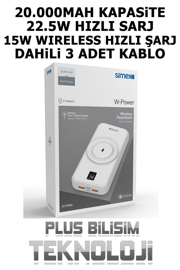 20000 Mah. Hızlı Powerbank 22.5W Kablolu, 15W Magnetic Wireless Magsafe Şarj, Dahili Kablolu - 4