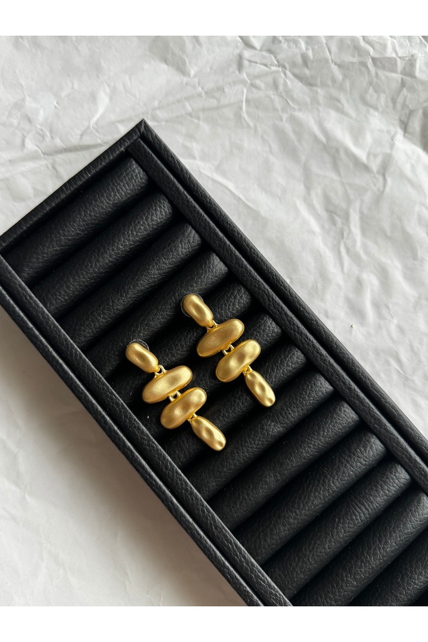 Mat Sıralı Gold Küpe - 3