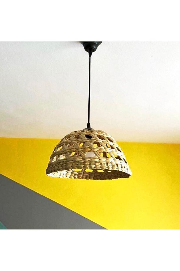 Hasır Bambu Rattan Avize 30cm İskandinav Bohem Rustik Avize Sarkıt-Salon Yatak Odası(duy Dahil ) - 4