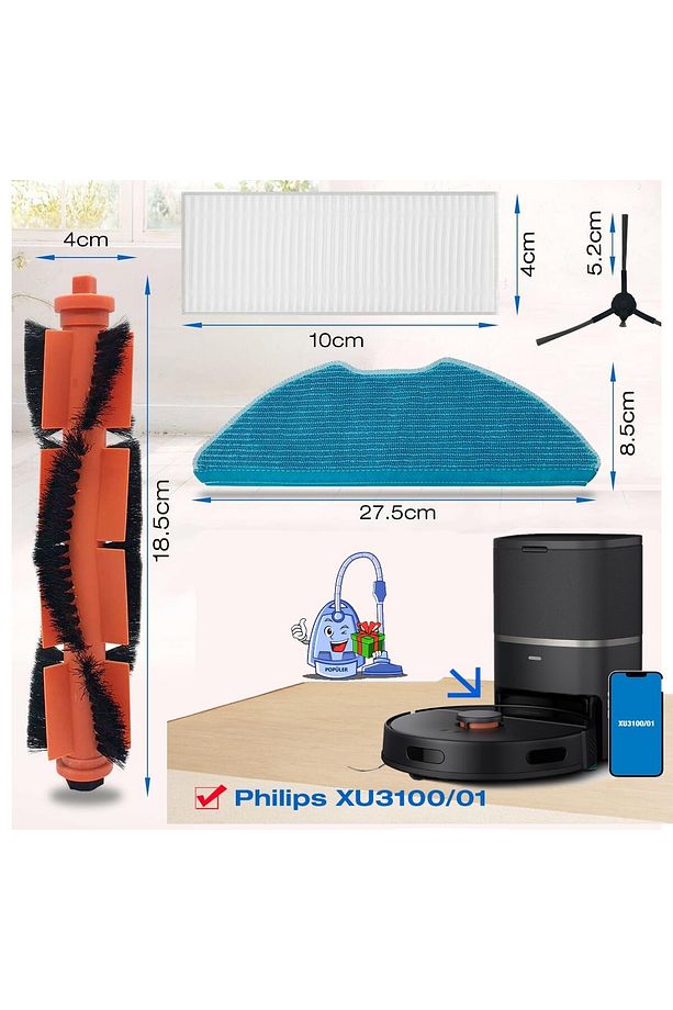 Philips Homerun Serisi 3000, XU3100/01 XU3110/02 Uyumlu Yedek Parça Seti Robot Süpürge - 2