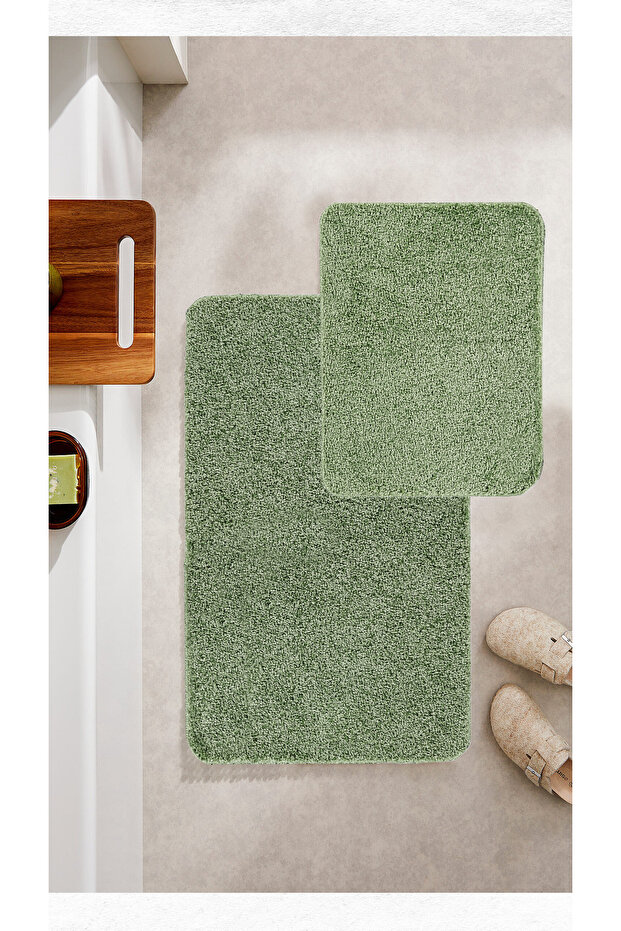 Natural Non-Slip Base 2-Piece Soft Shaggy Bath Mat 60X100 - 50X60