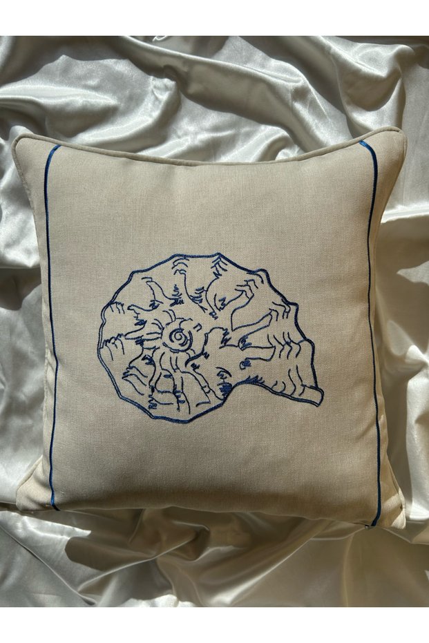 Seashell Embroidered Throw Pillow Cover