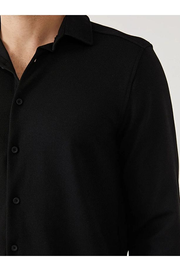 LCW Vision Siyah Slim Fit Uzun Kollu Erkek Gömlek - 3