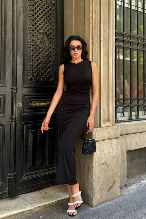 Φόρεμα Halter Neck Midi Basic - 1