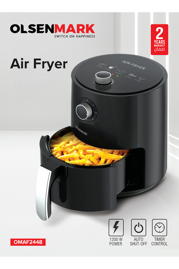 Powerful Automatic Air Fryer 2.5 L 1200 W OMAF2448R Black
