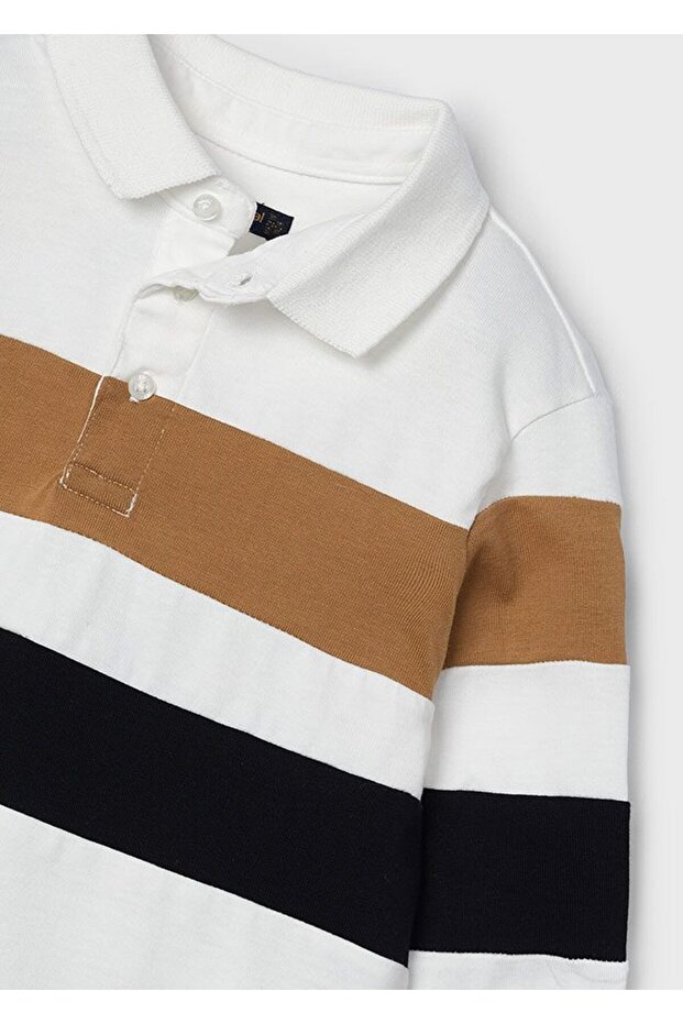 Boy's Polo Collar Long Sleeve T-Shirt Cream 4103