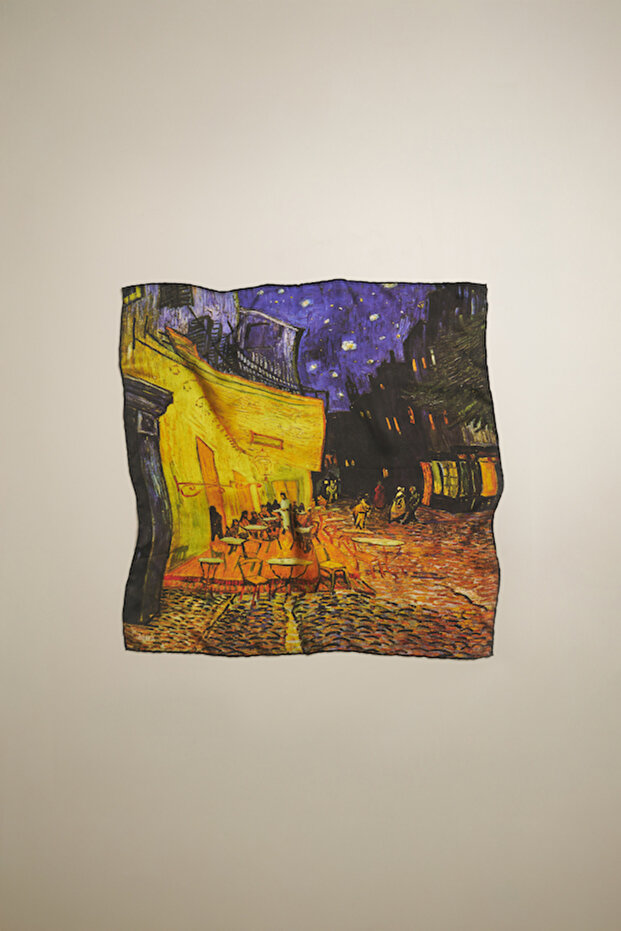 100% Silk Bandana Scarf(55X55 cm) -Vincent Van Gogh(Cafeler Street)