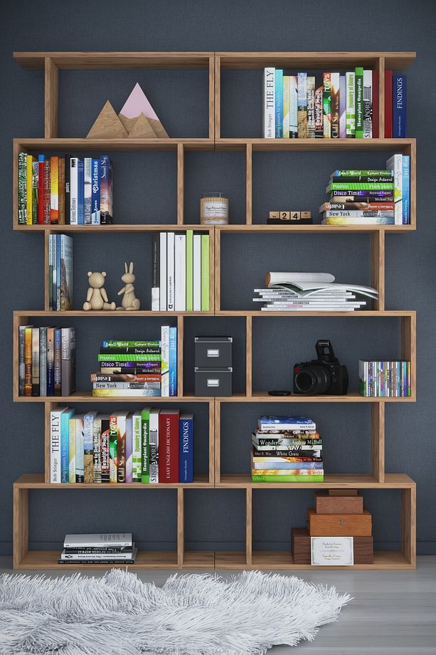 6 Raflı Çift Modül Zigzag Kitaplık Çalışma Odası Ofis Kitaplık - 3