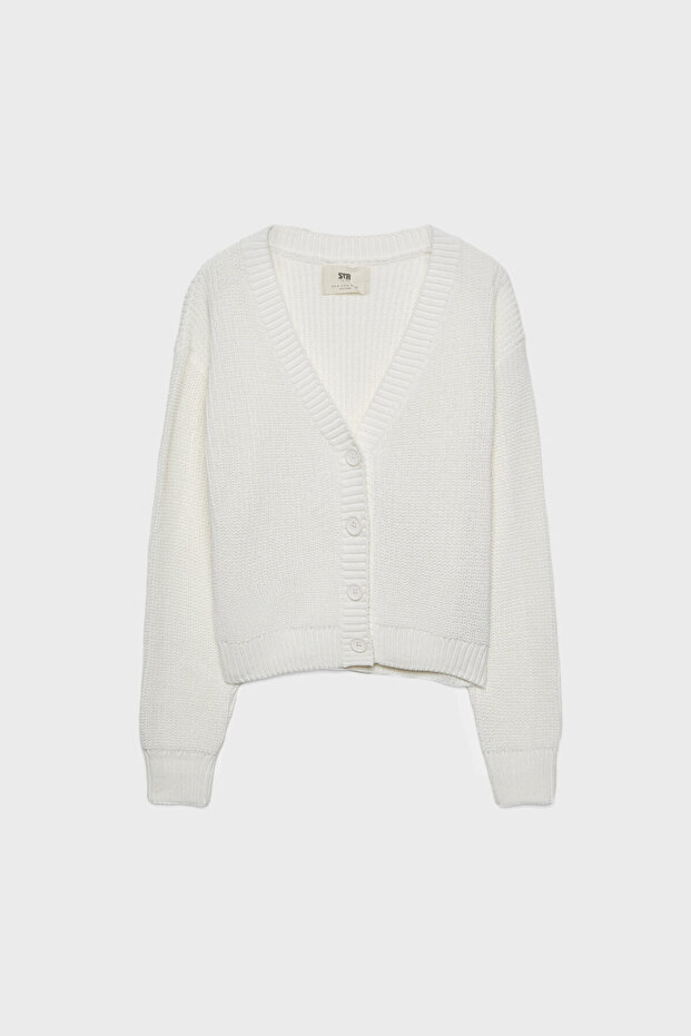 Düğmeli triko hırka - 5